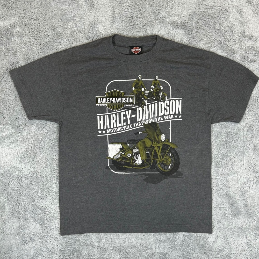 Harley-Davidson Mens Sarasota FL Pirate Military Graphic T-Shirt Grey Large